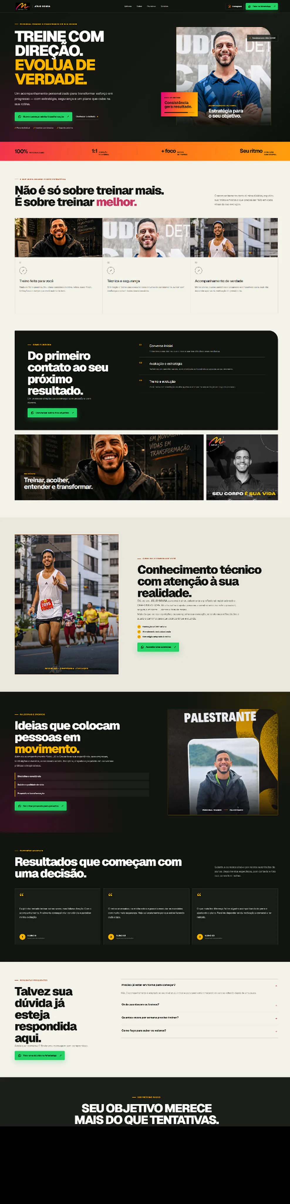 Modelo de site para personal trainer com metodologia e apresentação profissional